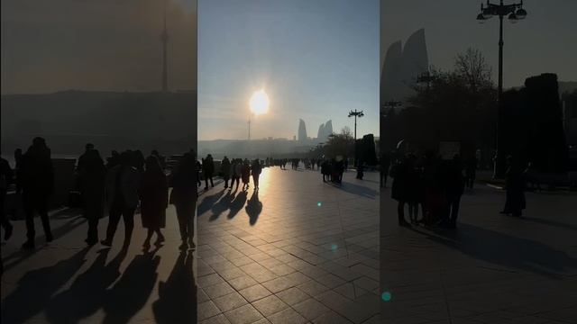 Vibes of Primorsky boulevard in Baku Azerbaijan. Атмосфера Приморского бульвара в Баку январь 2023