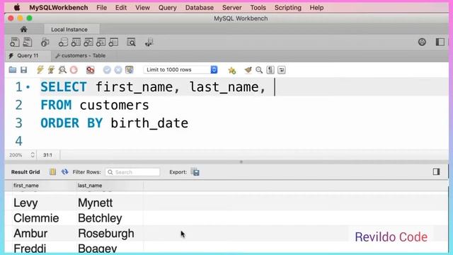 Order By Clause MySQL | MySQL full course | Full tutorial for beginners | #revildo_code