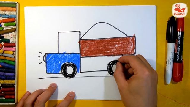 Как нарисовать Машину Грузовик, Урок рисования для детей от 3 лет смотреть онлайн