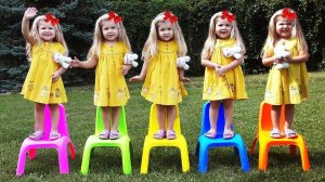 Five little Babies Jumping on the bed nursery rhyme, Baby songs & learn colors