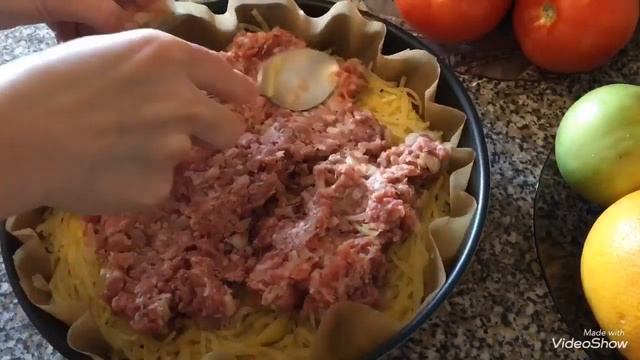 Картофельная запеканка с мясом Картофельный пирог с мясом без муки смотреть онлайн
