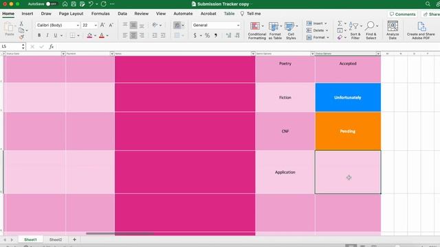 How I Track My Submissions  (An Excel Spreadsheet Tutorial for Beginners)