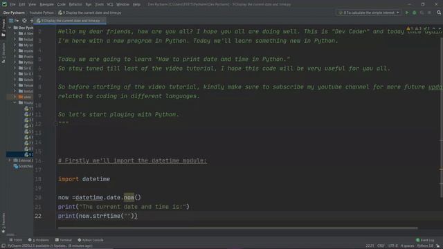 #9 | How to Display the date and time in Python | Python Programming Tutorials | With Source Code смотреть онлайн