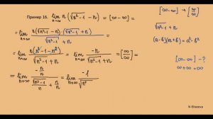 Пределы 18. Вычисление предела последовательности. Бесконечность минус бесконечность. Примеры 16, 17