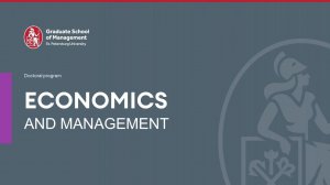 Online presentation of Doctoral Program "Economics & Management" GSOM SPbU