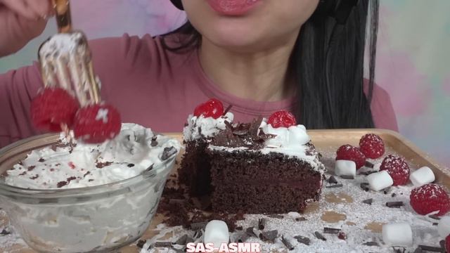 ASMR CHOCOLATE CAKE + FRESH FRUITS (EATING SOUNDS) NO TALKING | SAS-ASMR
