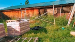 Пробуем новый способ выставления опалубки для монолитного арболита...