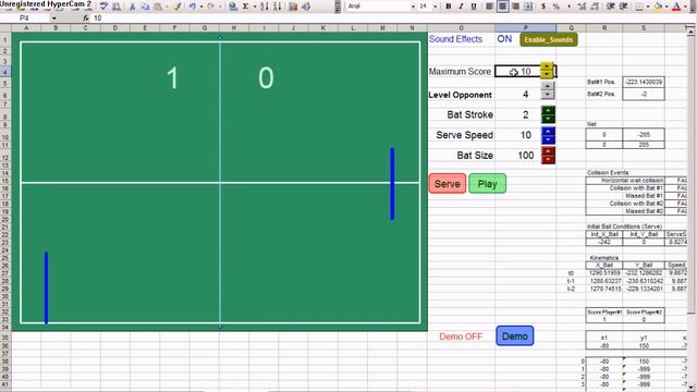 A Fast Pong Game with Special Effects in Excel 2003 смотреть онлайн