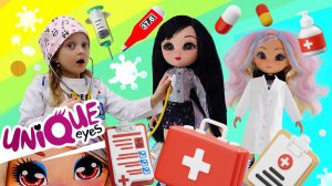 Дети играют в больницу и доктора - Куклы заболели - Видео игры в куклы Юник Айз