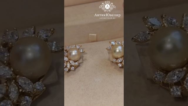 Золотые серьги с жемчугом и бриллиантами. Хадижат Алисултанова. Ювелирные украшения АнтикЮвелир.