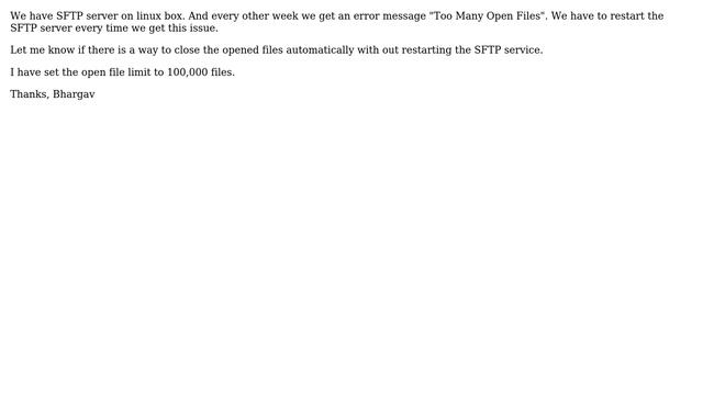 SFTP server Issue -- Too many open Files on Linux смотреть онлайн