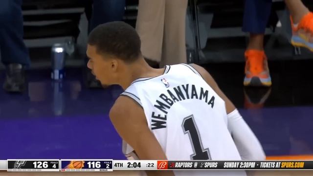 Victor Wembanyama shakes Drew Eubanks with nasty move and hits huge 3 vs Suns смотреть онлайн