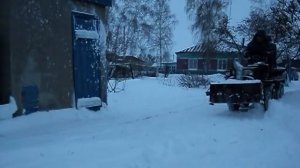 Уборка снега на минитракторе со шнекоротором #2