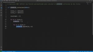 Python - Ejercicio 980: Definir Función Personalizada para Calcular Producto Cartesiano Dos Listas
