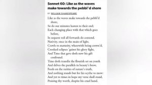 Shakespeare sonnet 60 in Tamil for scert exam