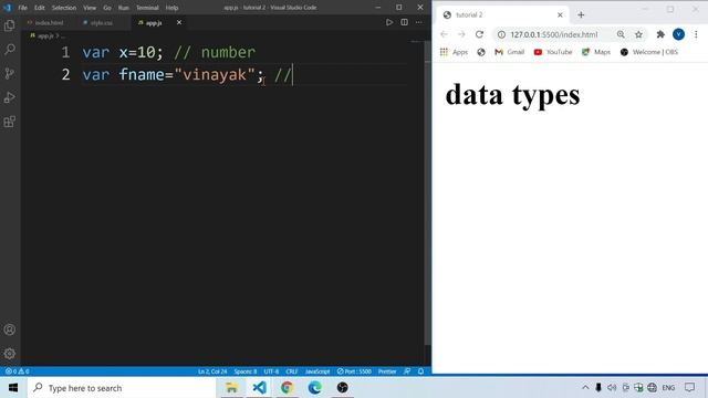 Javascript variables | Javascript operators | Javascript datatypes | Javascript if else