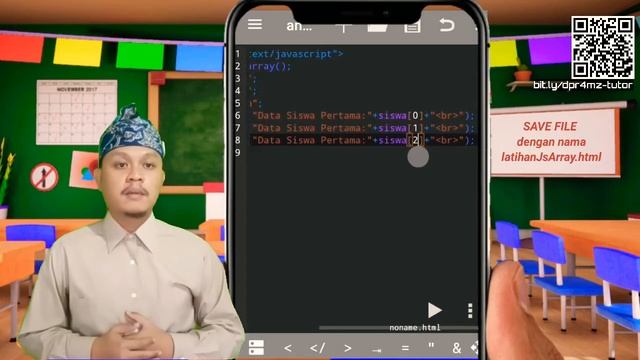Pembelajaran JavaScript Array Larik Coding di Mobile HP Android Tutorial Online Ruang Guru SMK LPPM