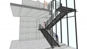 Площадочная лестница на тетиве 180º. Культурно-досуговый центр "Русский центр искусства". Вар. III