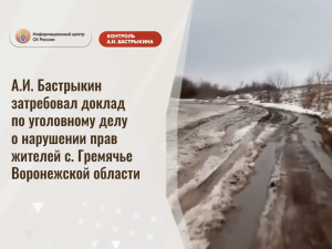 А.И. Бастрыкин затребовал доклад по уголовному делу о нарушении прав жителей с. Гремячье