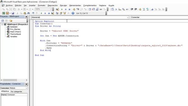 Tutorial SQLite + Excel  2023 N° 61 Crear Conexión
