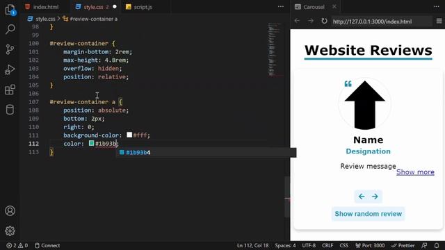Frontend Project | Website Reviews Carousel | HTML CSS JavaScript | Web Development | Hardcore Code
