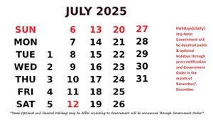 July Calendar 2025