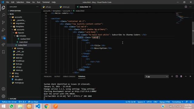 Part 7 : Django Crash Course | Render data to templates | Django framework (3.x) 2021 смотреть онлайн