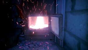 Пиролизный котел в работе,