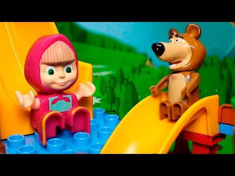 Видео про игрушки - Катание на горке.  лучшие мультфильмы для детей на русском. Маша и медведь 0+