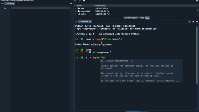 #11 How to take input from user in python | User input in Python | Command Line Input | Spyder IDE