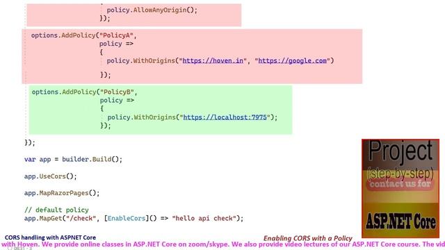 Enabling CORS with a Policy | CORS with ASPNET Core