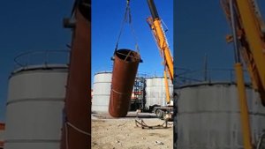Установка рулона резервуара РВС-600 м3 в вертикальное положение