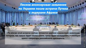 Песков анонсировал заявление по Украине после встречи Путина с лидерами Африки