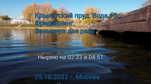 Крылатский пруд. Фридайвинг. Вода +6с. Занырнул два раза. 25.10.2022.