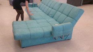 Диван СОФТ с оттоманкой.  Механизм: клик-кляк. (фабрика мебели PODUSHE)