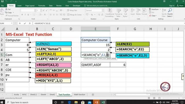 Excel Text Function Sinhala