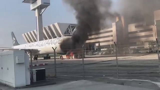 Загорелся во Франкфурте Airbus A340 Lufthansa 11 июня 2018