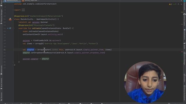 Spinner In Android Kotlin