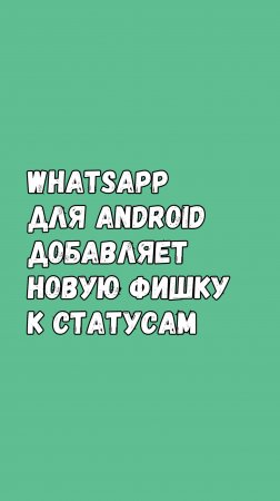 🔥 WhatsApp Для Android Добавляет Новую Фишку К Статусам!