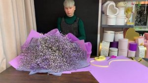 КАК СДЕЛАТЬ БУКЕТ-ГИГАНТ ИЗ ГИПСОФИЛЫ / КРАШЕНАЯ ГИПСОФИЛА / БУКЕТ ИЗ ЦВЕТНОЙ ГИПСОФИЛЫ