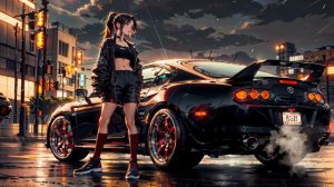 Девушка у Автомобиля | Cute Babe and Toyota Supra in Rain - Живые Обои