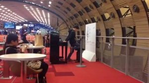 Вундеркинд играет на пианино в аэропорту Парижа