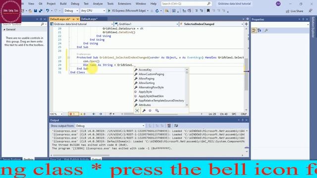 How to get data from gridview to textbox using asp net visul basic | Online coding class
