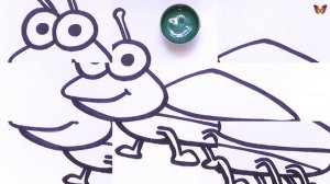 Как нарисовать и раскрасить милого жука. Раскраска для детей. Изучаем цвета. Раскраски малышам