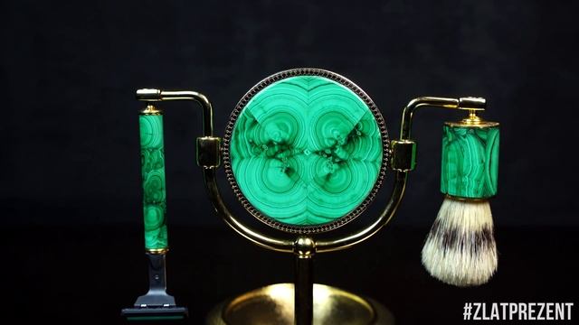 Бритвенный набор с малахитом Malachite shaving set смотреть онлайн