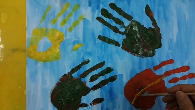 Рисование ладонью "Букет листьев" смотреть онлайн