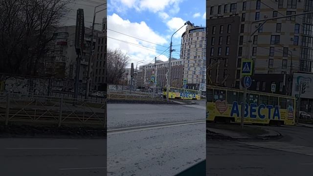 Трамвайный вагон №104 "Авеста" Омск, маршрут №8. смотреть онлайн