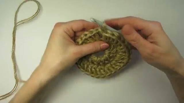 Подставка под горячее крючком из джута. Crochet. Видео Урок № 12 Часть 1_[360p].mp4