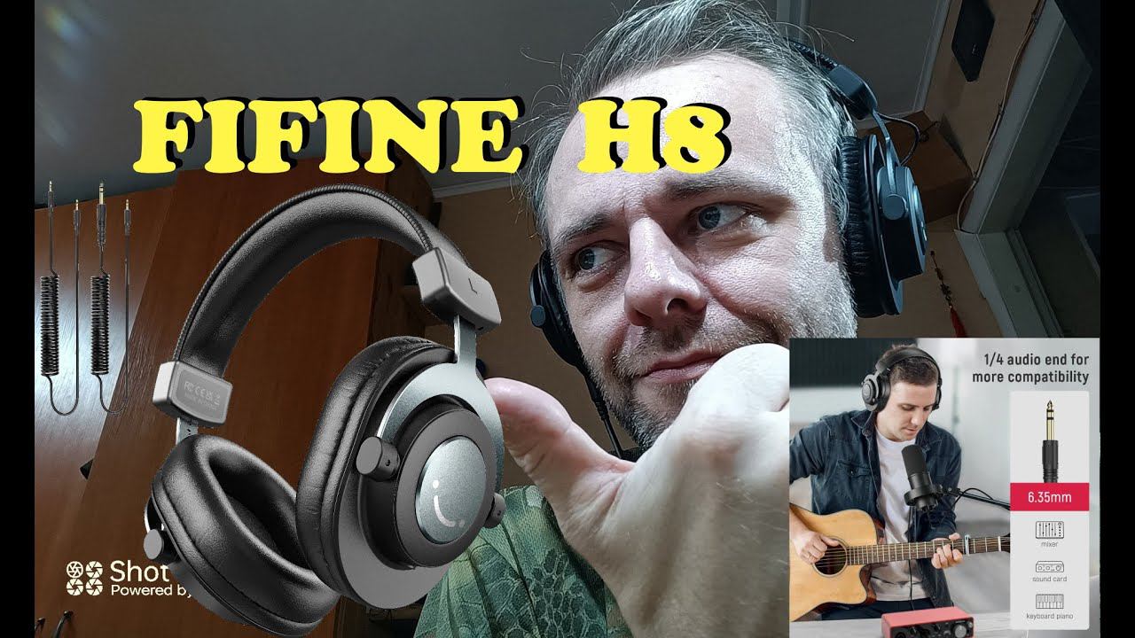 FIFINIE H8, наушники накладные, удобные чашки с пеной с эффектом памяти, разъем 3,5 и 6,35 мм