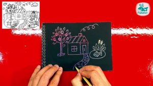 Гравюра для детей / Рисуем ДОМ и САД
